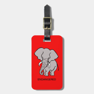 Etiqueta De Bagagem African ELEPHANT - Animal ativista - Red