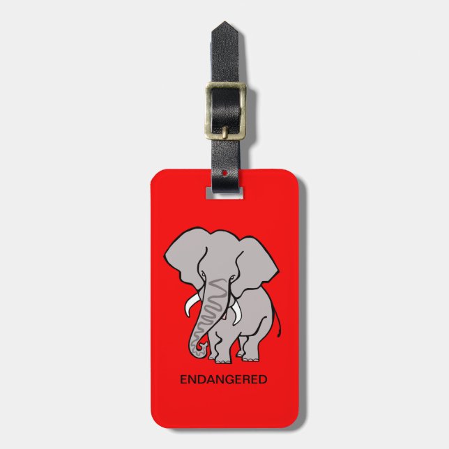 Etiqueta De Bagagem African ELEPHANT - Animal ativista - Red (Frente Vertical)