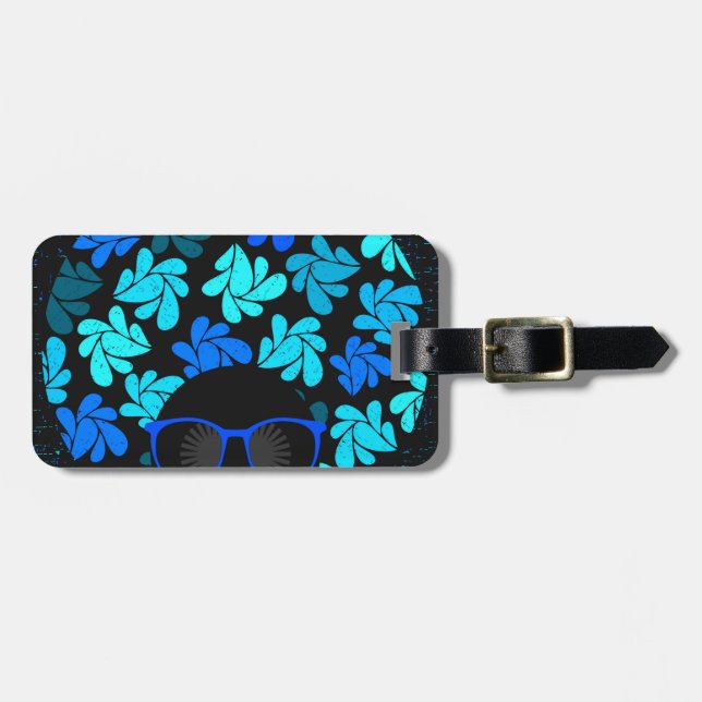 Etiqueta De Bagagem Afro Diva Azul  (Frente Horizontal)