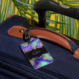 Etiqueta De Bagagem Agitação Azul Moderna