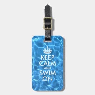 Etiqueta De Bagagem Água Piscina Azul Aqua Água Fique Calma e Nataç
