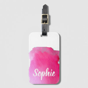 Etiqueta De Bagagem Aguarela cor-de-rosa arty personalizados do viagem
