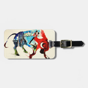 Etiqueta De Bagagem Aguarela do amor das viagens vintage de Bull da