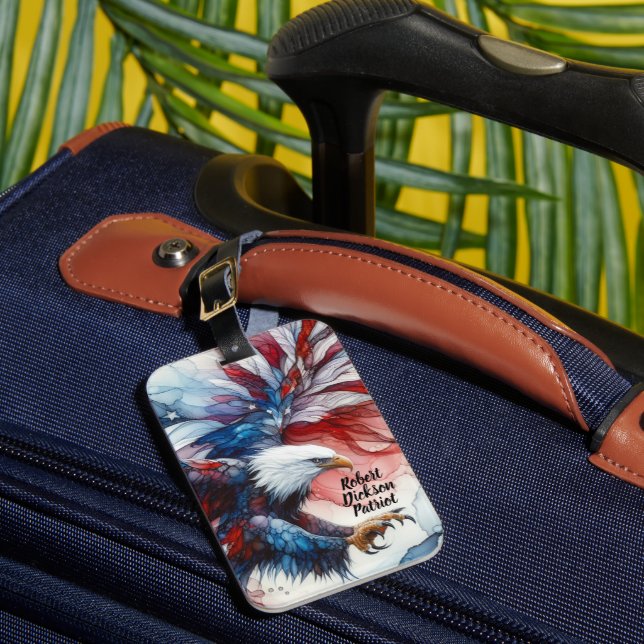 Etiqueta De Bagagem Águia Americana Patriótica (Frente Insitu 1)