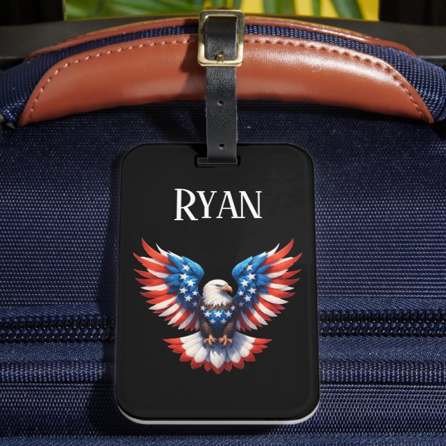 Etiqueta De Bagagem Águia Americana Patriótica (Frente Insitu 2)