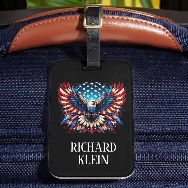 Etiqueta De Bagagem Águia Americana Patriótica (Frente Insitu 2)