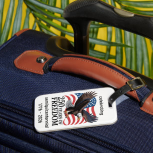 Etiqueta De Bagagem Águia-careca com Bandeira Americana 250 Anos de Li