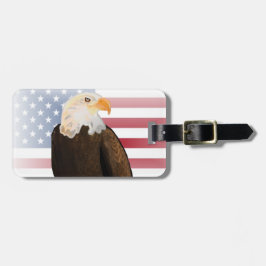 Etiqueta De Bagagem Águia com bandeira americana desbotada