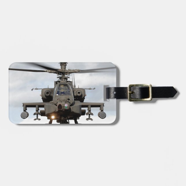 Etiqueta De Bagagem ah 64 apache longbow helicóptero militar (Frente Horizontal)