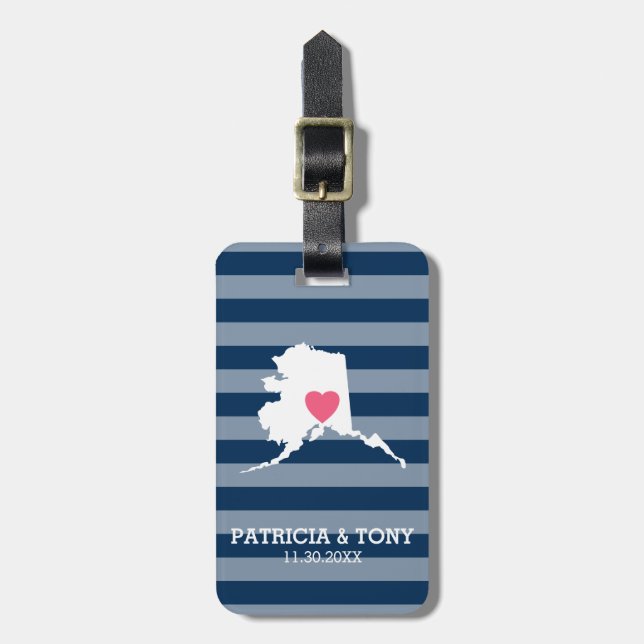 Etiqueta De Bagagem Alaska Home State Love with Custom Heart (Frente Vertical)