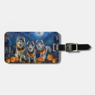 Etiqueta De Bagagem Alaskan Malamute Halloween Spooky