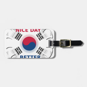 Etiqueta De Bagagem Alegre Arte de Desenho da Bandeira Coreana "Tenha
