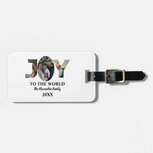 Etiqueta De Bagagem Alegria personalizada de três imagens de colagem p