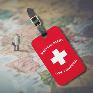 Etiqueta De Bagagem Alerta Médico Personalizado Diabético