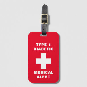 Etiqueta De Bagagem Alerta Médico Personalizado Tipo 1 Diabético