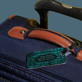 Etiqueta De Bagagem Alligator Teal Faux Leather
