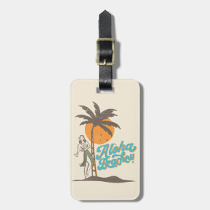 Etiqueta De Bagagem Aloha Beaches Hula Girl Hawaii Retro