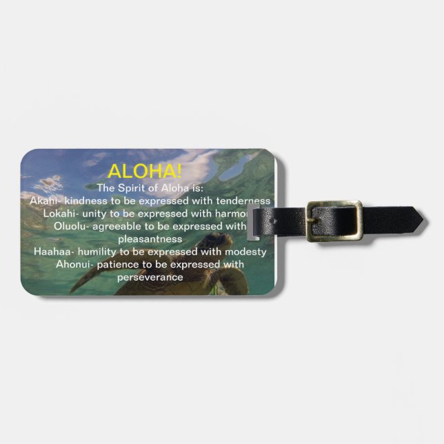 Etiqueta De Bagagem Aloha Hawaii Honu (Frente Horizontal)