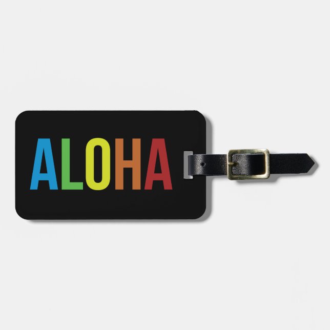 Etiqueta De Bagagem Aloha Rainbow Black (Frente Horizontal)