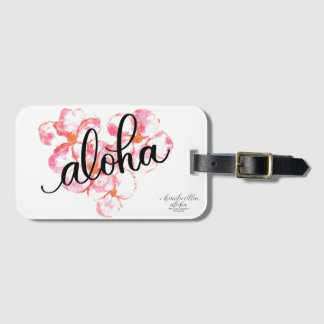 Etiqueta De Bagagem Aloha Tag brilhante da bagagem da flor do Plumeria