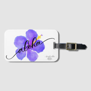 Etiqueta De Bagagem Aloha Tag roxo do saco do hibiscus