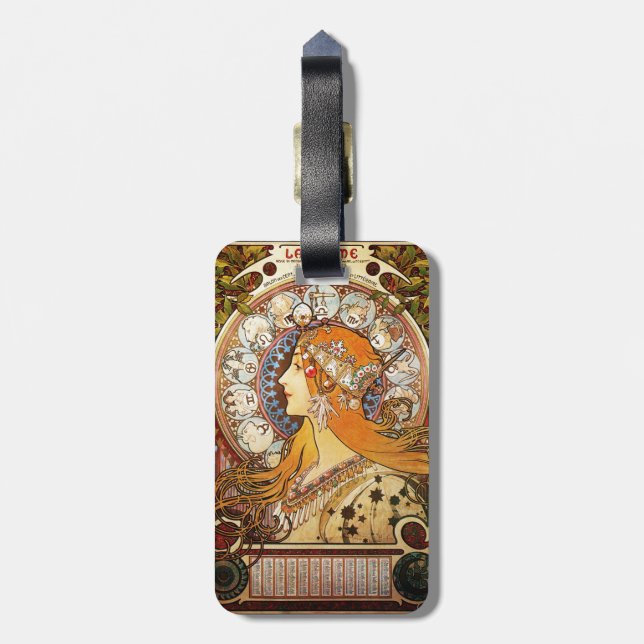 Etiqueta De Bagagem Alphonse Mucha Zodiac (Traseira Vertical)