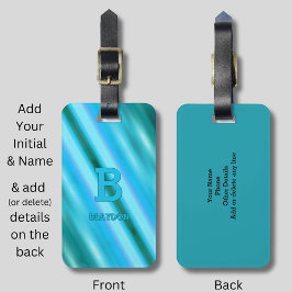 Etiqueta De Bagagem Alteração inicial Nome Suave Azul Azul-Aqua Faixa 