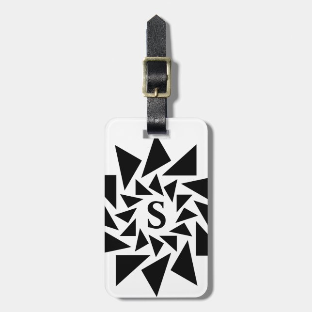 Etiqueta De Bagagem Alteração inicial, triângulos geométricos, branco  (Frente Vertical)