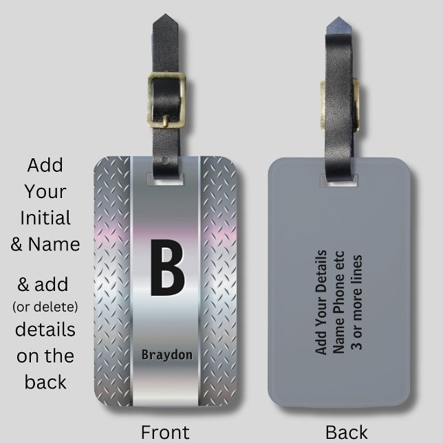 Etiqueta De Bagagem Alterar Adição Inicial (apagar) Nome Shine Metal (Criador carregado)