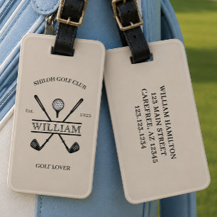 Etiqueta De Bagagem Amante de Golfe Cruz Clube Bege