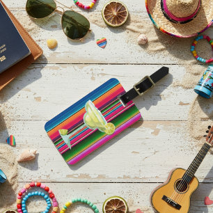 Etiqueta De Bagagem Amante de Margarita Limões Tequila México Serape