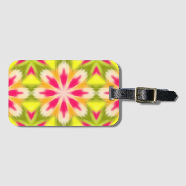 Etiqueta De Bagagem Amarelo e rosa (Frente Horizontal)