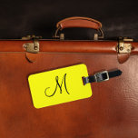 Etiqueta De Bagagem Amarelo fluorescente monograma personalizado<br><div class="desc">Este design foi criado através da arte digital. Pode ser personalizado clicando no botão personalizar e alterando a cor, adicionando um nome, iniciais ou as suas palavras favoritas. Entre em contato comigo em colorflowcreations@gmail.com se você quiser usar este design em outro produto. Compre minha pintura de acrílico abstrato original para...</div>