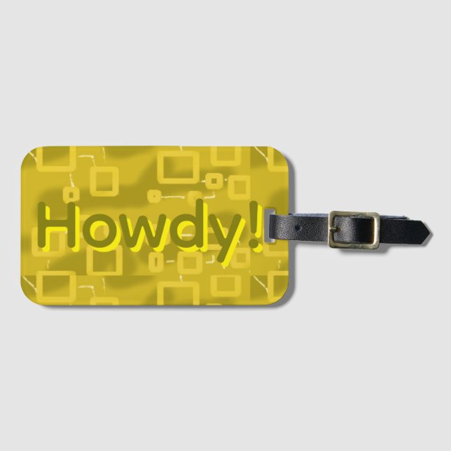 Etiqueta De Bagagem Amarelo Geométrico  (Frente Horizontal)