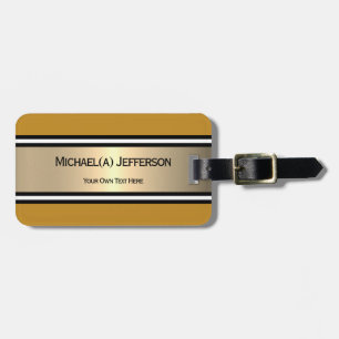 Etiqueta De Bagagem Amarelo Mostarda Fashionável Dourado Preto Branco 