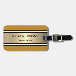 Etiqueta De Bagagem Amarelo Mostarda Fashionável Dourado Preto Branco