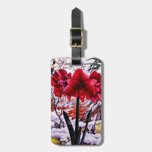 Etiqueta De Bagagem Amaryllis pela janela da neve