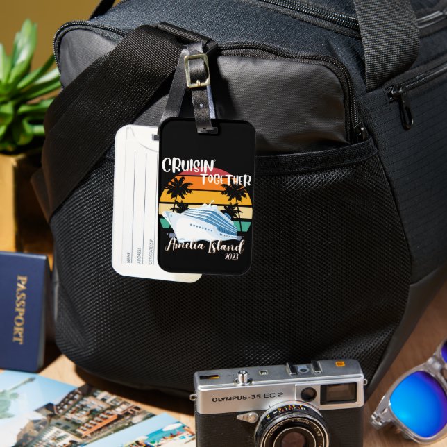 Etiqueta De Bagagem Amelia Cruise 2023 Family Friends Group Viagem (Frente e Verso)