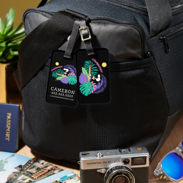 Etiqueta De Bagagem Amendoins | Cowabunga Snoopy (Frente e verso)