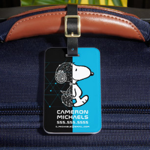 Etiqueta De Bagagem Amendoins   Snoopy Design geométrico