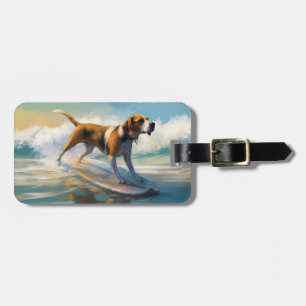 Etiqueta De Bagagem American Engligh Foxhound Beach Surfing Painting