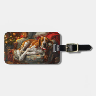 Etiqueta De Bagagem American English Foxhound Dog Christmas Festivo