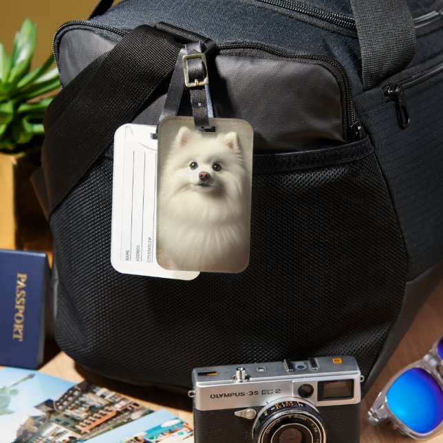 Etiqueta De Bagagem American Eskimo Dog (Frente e Verso)