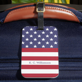 Etiqueta De Bagagem American Flag Patriotic Custom Name ModernPattern
