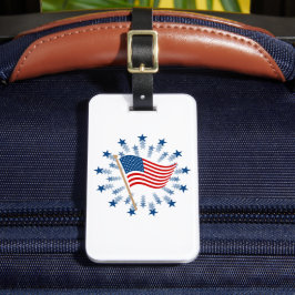 Etiqueta De Bagagem American Flag Starburst Fireworks 4 de julho