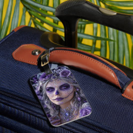 Etiqueta De Bagagem Amethyst Moon Calavera – Purple Day of the Dead