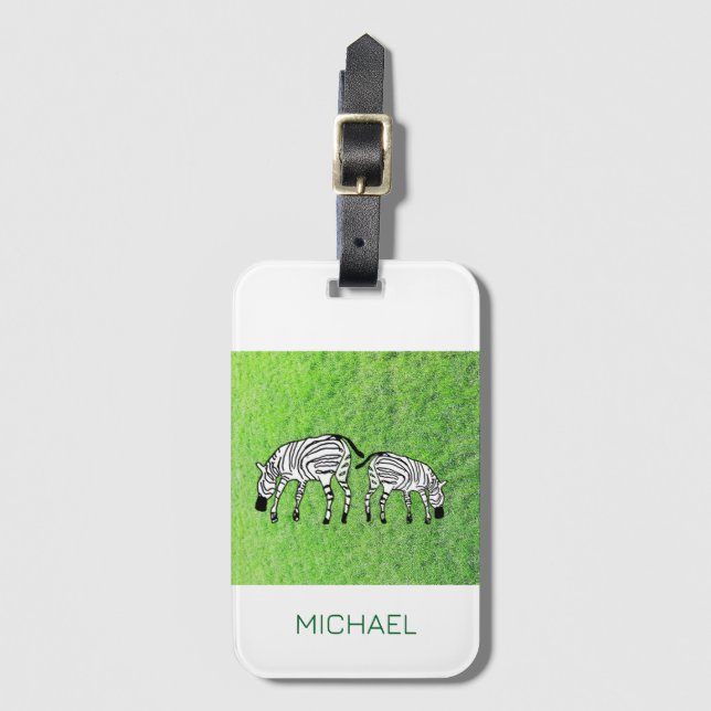 Etiqueta De Bagagem Amigo fantástico, Zebras bonitas e felizes (Frente Vertical)