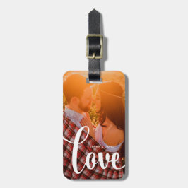 Etiqueta De Bagagem Amor branco moderno da folha de prova | com foto