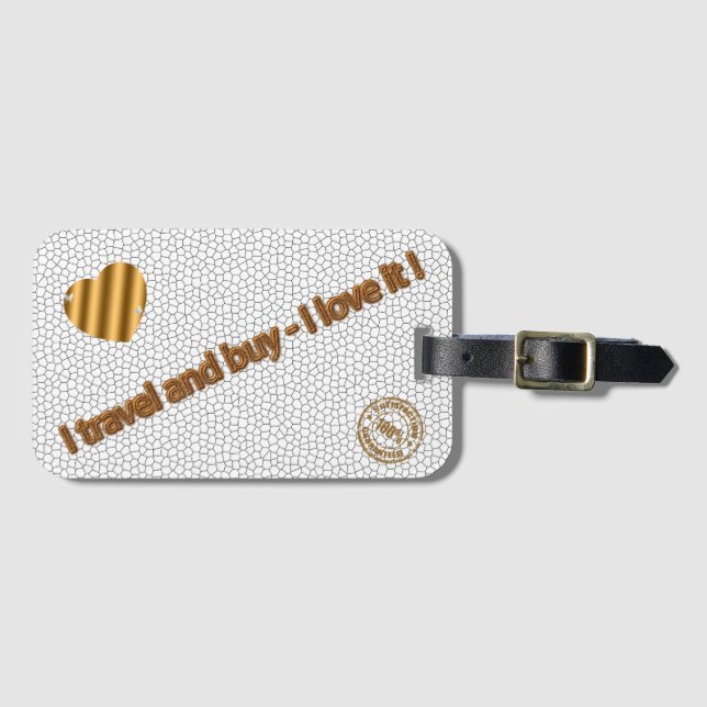 Etiqueta De Bagagem Amor Branco Moderno De Vidro Estido (Frente Horizontal)