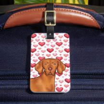 Amor de cachorro Vizsla com padrão de coração verm